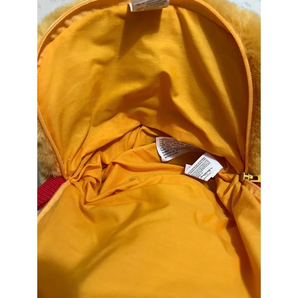 Disney Store Winnie the Pooh Plush Backpack Faux Fur Yellow Red Straps RN84167